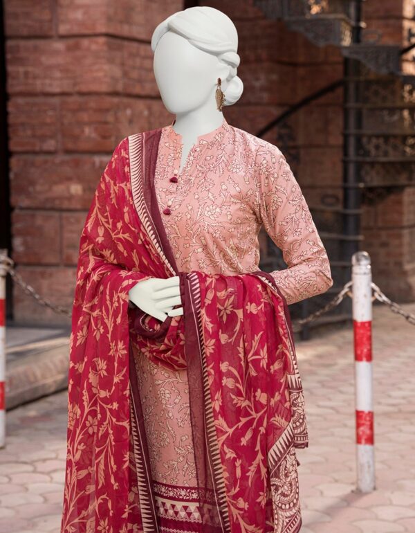 JUNAID JAMSHED Printed Lawn 3 Piece With Printed Chiffon Dupatta - Summer Collection - Image 2