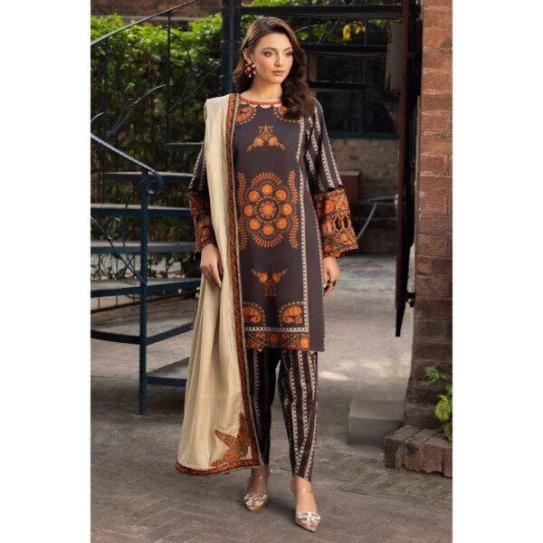 CHARIZMA 3-PC Printed Staple Shirt with Wool Shawl and Trouser - Winter Collection