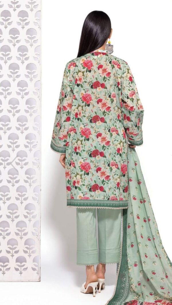 KHAADI Embroided Lawn With Chiffon Dupatta 3 Piece – Summer Collection - Image 2