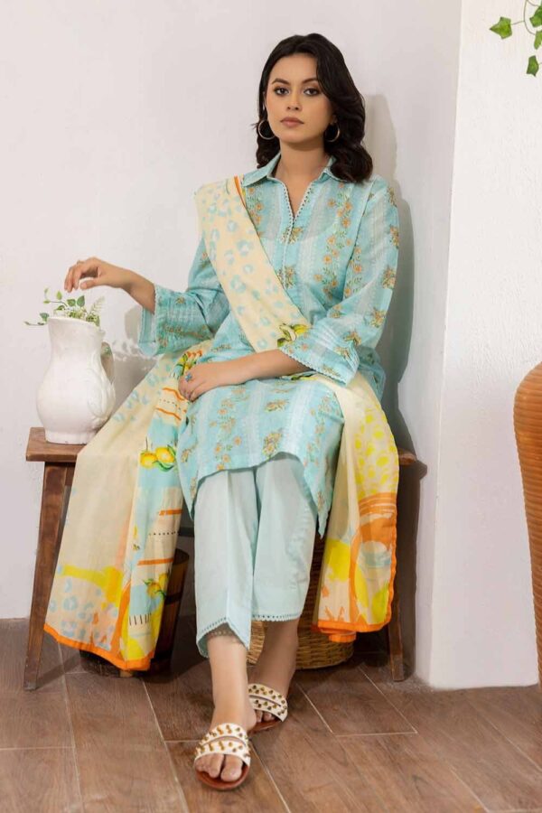 IDEAS BY GULAHMED 3 Piece Printed Lawn Unstitched Suit With Lawn Dupatta – Summer Collection - Image 3