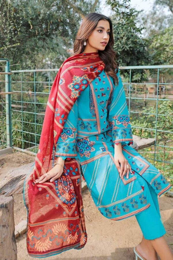 IDEAS BY GULAHMED 3 Piece Printed Lawn Unstitched Suit With Lawn Dupatta – Summer Collection - Image 3